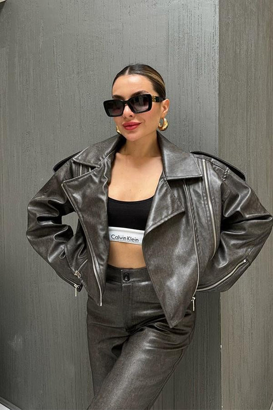 Elanor Deri Ceket - Füme