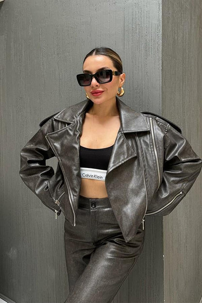 Elanor Deri Ceket - Füme