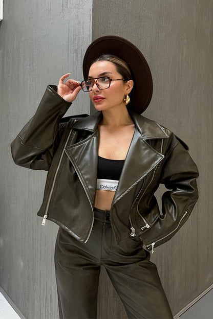 Elanor Deri Ceket - Haki