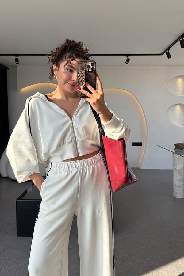 Elena Beyaz Biyeli Modal Takım