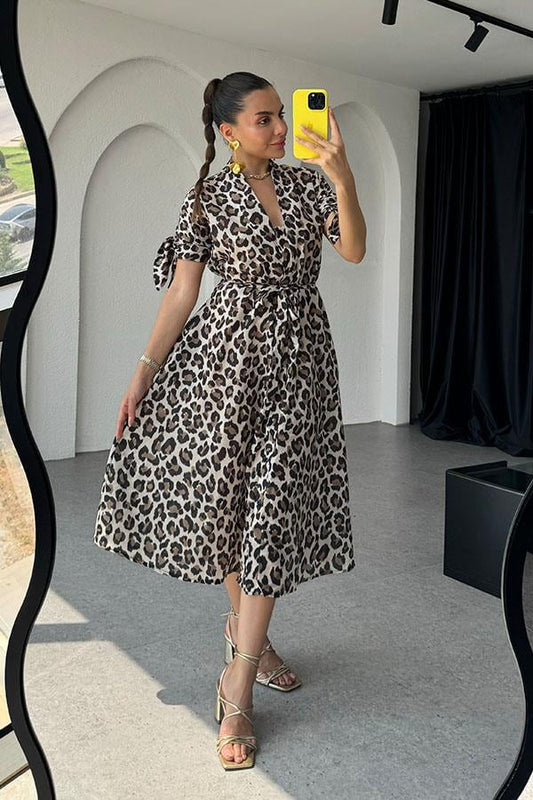 Ellis Orijinal Leopar Desenli Tensel Elbise