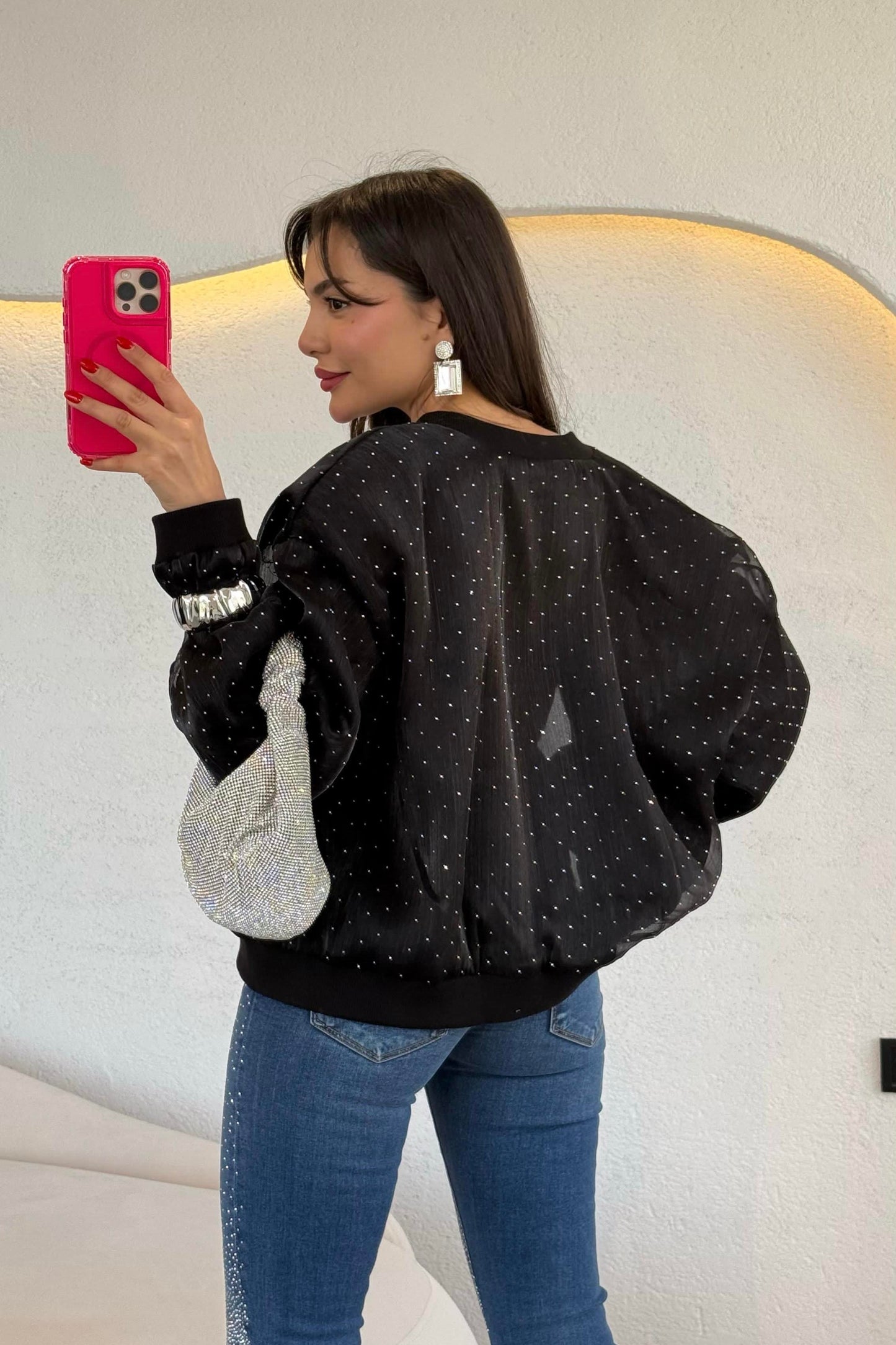 Elrond Taşlı Fermuarlı Ceket