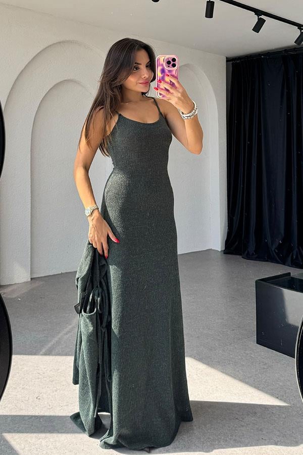 Estelle Hırka Elbise Haki Takım