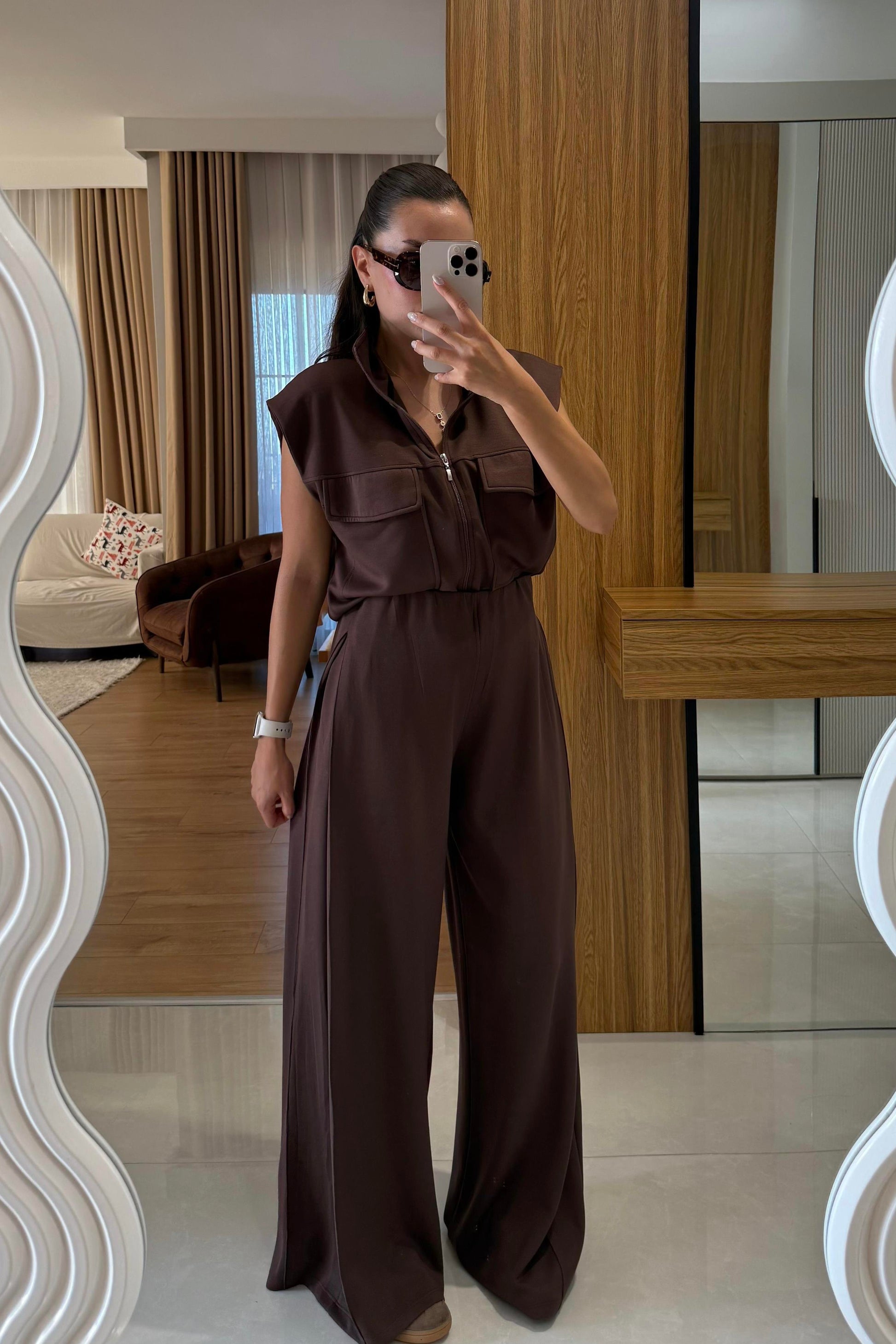 Fauna Kahve Modal Cep Detaylı Takım