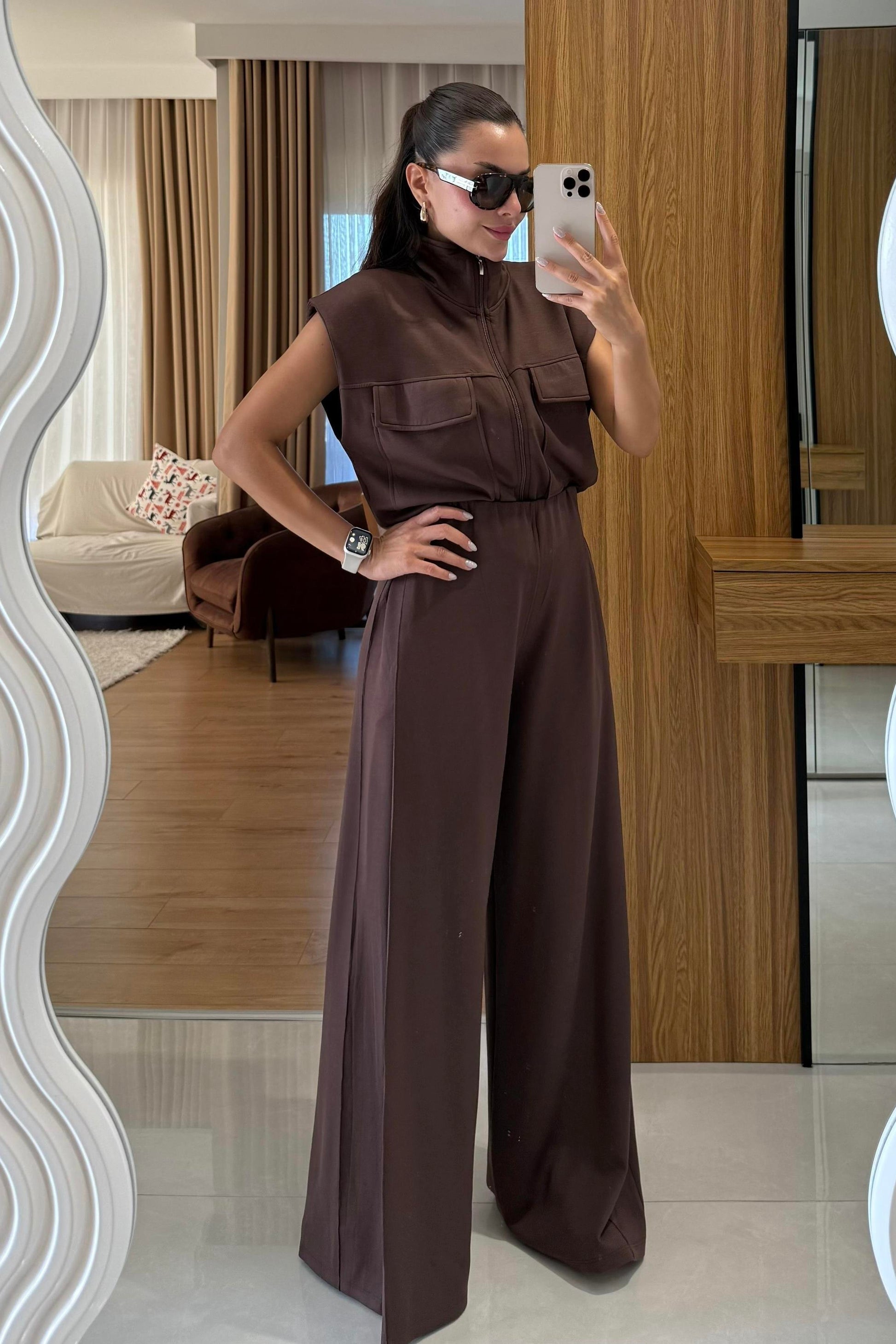 Fauna Kahve Modal Cep Detaylı Takım