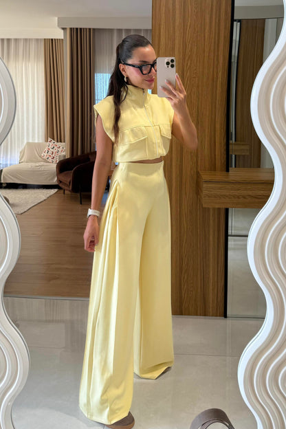 Fauna Sarı Modal Cep Detaylı Takım