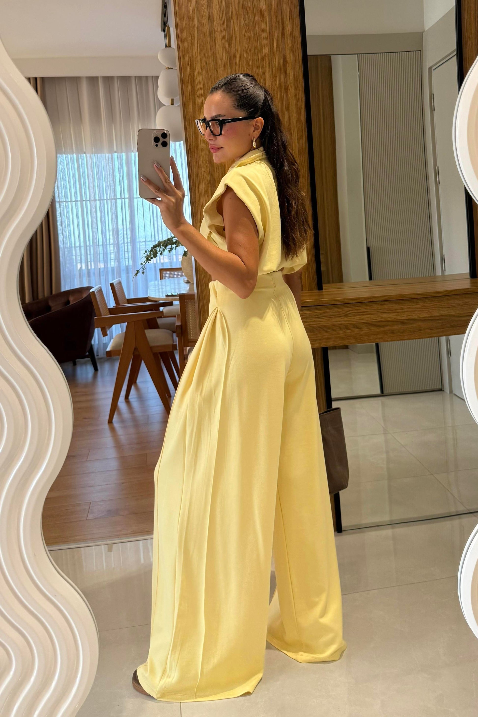 Fauna Sarı Modal Cep Detaylı Takım