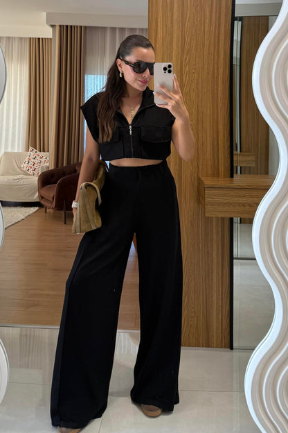 Fauna Siyah Modal Cep Detaylı Takım