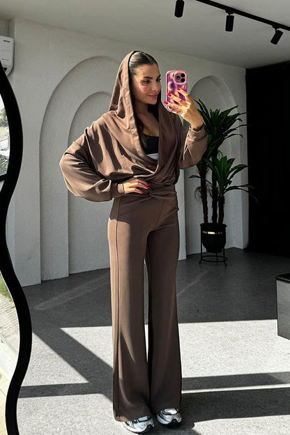 Felice Modal Kumaş Tasarım Kahve Takım