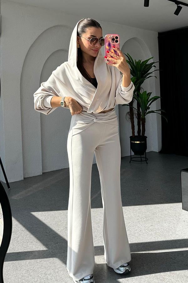 Felice Modal Kumaş Tasarım Krem Takım