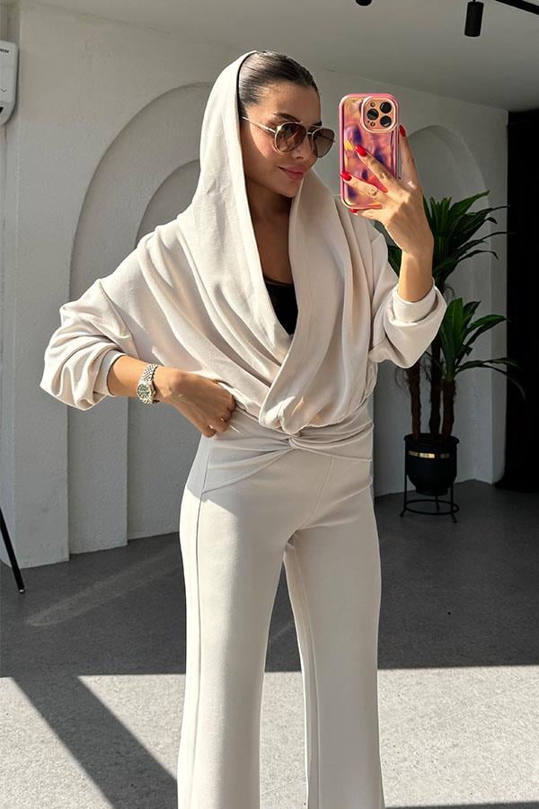 Felice Modal Kumaş Tasarım Krem Takım