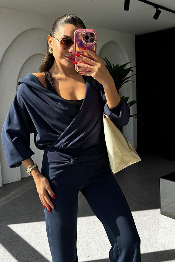 Felice Modal Kumaş Tasarım Lacivert Takım