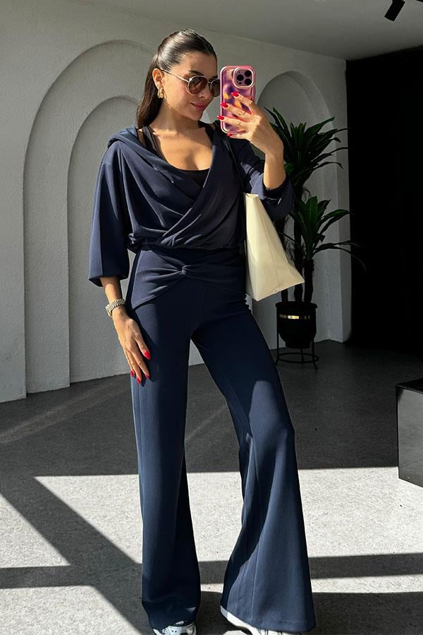 Felice Modal Kumaş Tasarım Lacivert Takım
