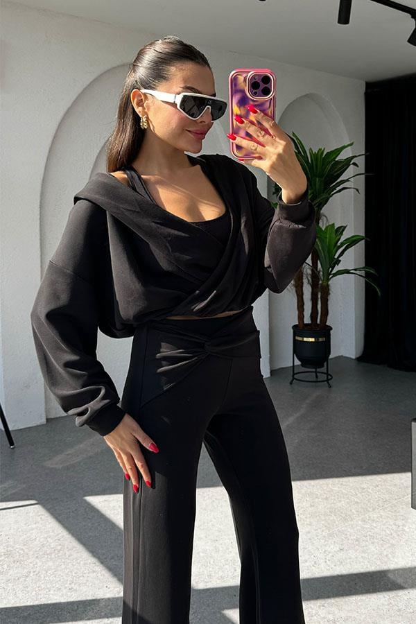 Felice Modal Kumaş Tasarım Siyah Takım