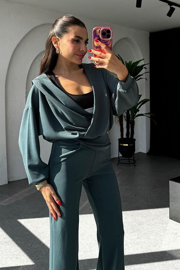 Felice Modal Kumaş Tasarım Zümrüt Takım