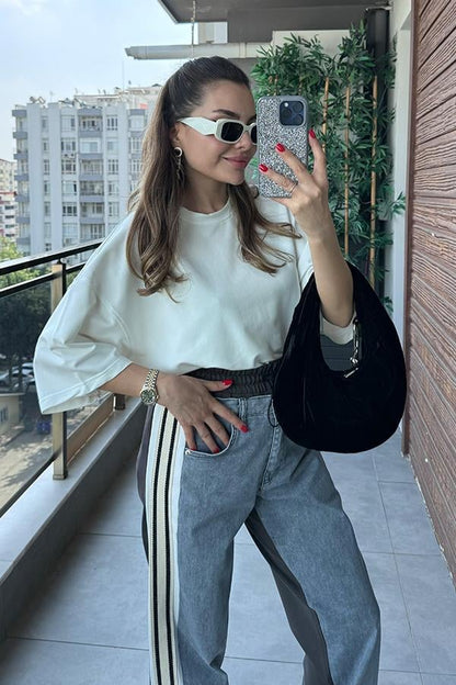 Felicity Kot Karışım Tasarım Takım - Beyaz