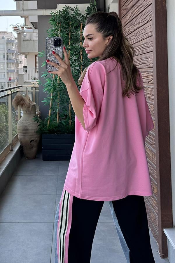 Felicity Kot Karışım Tasarım Takım - Pembe