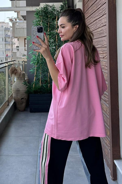 Felicity Kot Karışım Tasarım Takım - Pembe