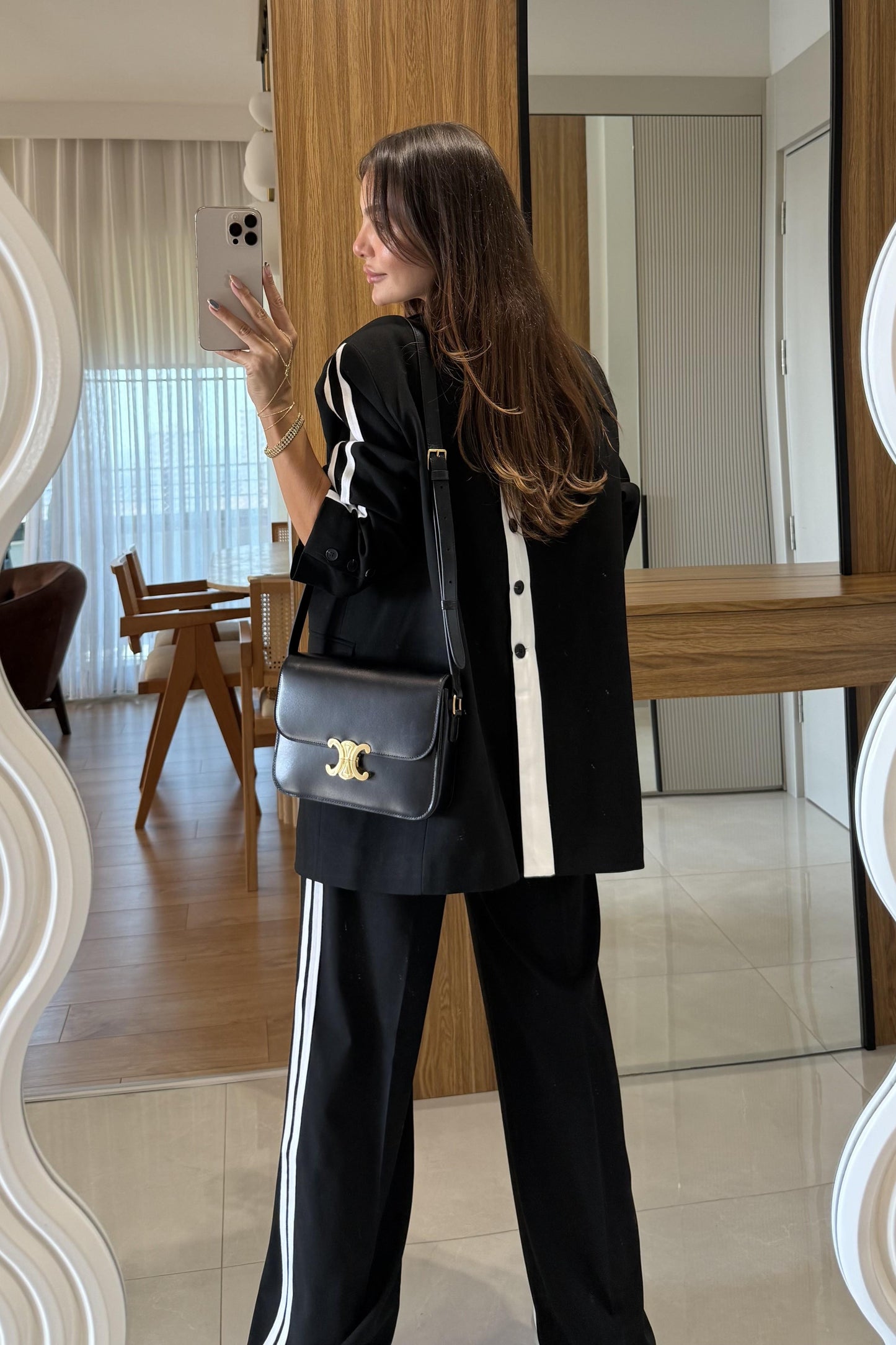 Fisher Siyah Kenarları Şeritli Blazer