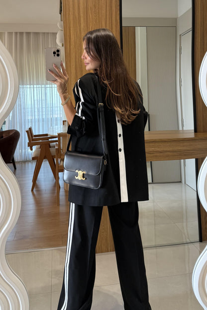 Fisher Siyah Kenarları Şeritli Blazer