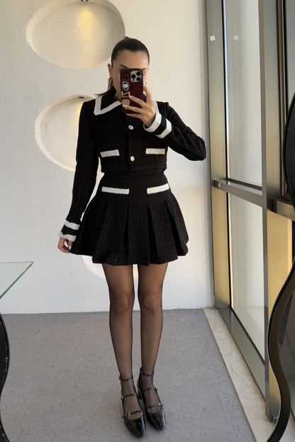 Flamengo Siyah Ceket Piliseli Mini Etek Takım