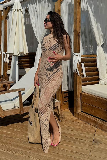 Flora Parıltılı Merserize Pareo -Bej