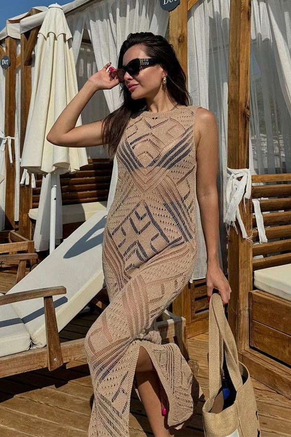 Flora Parıltılı Merserize Pareo -Bej