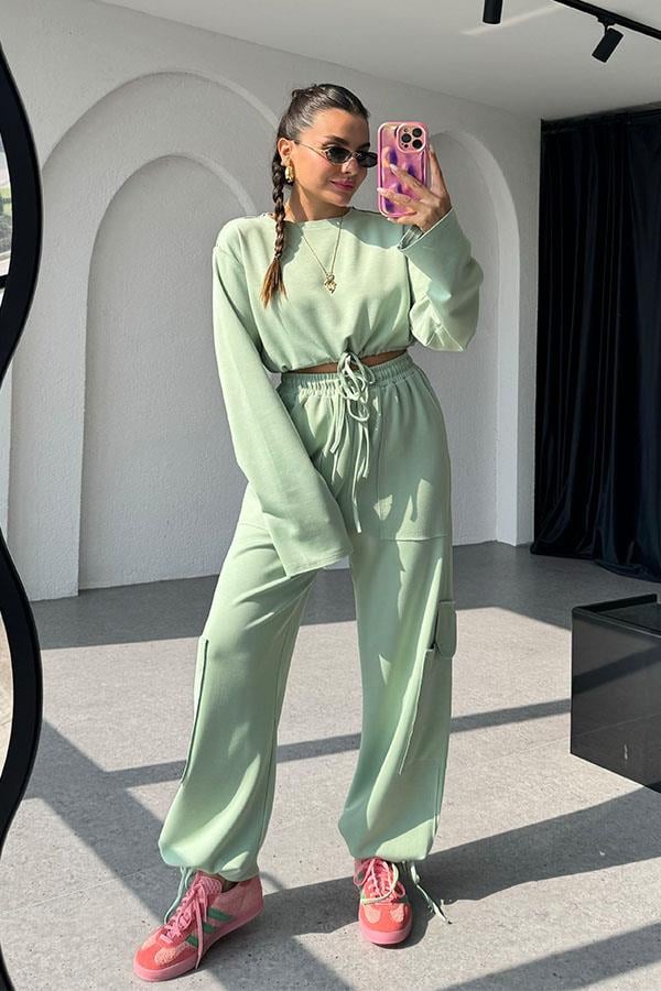 Florencia Modal Kumaş Kargo Takım - Mint
