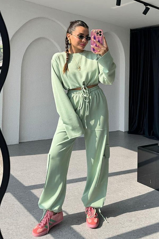 Florencia Modal Kumaş Kargo Takım - Mint