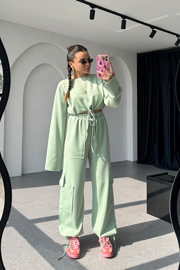 Florencia Modal Kumaş Kargo Takım - Mint