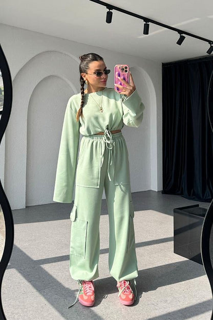 Florencia Modal Kumaş Kargo Takım - Mint