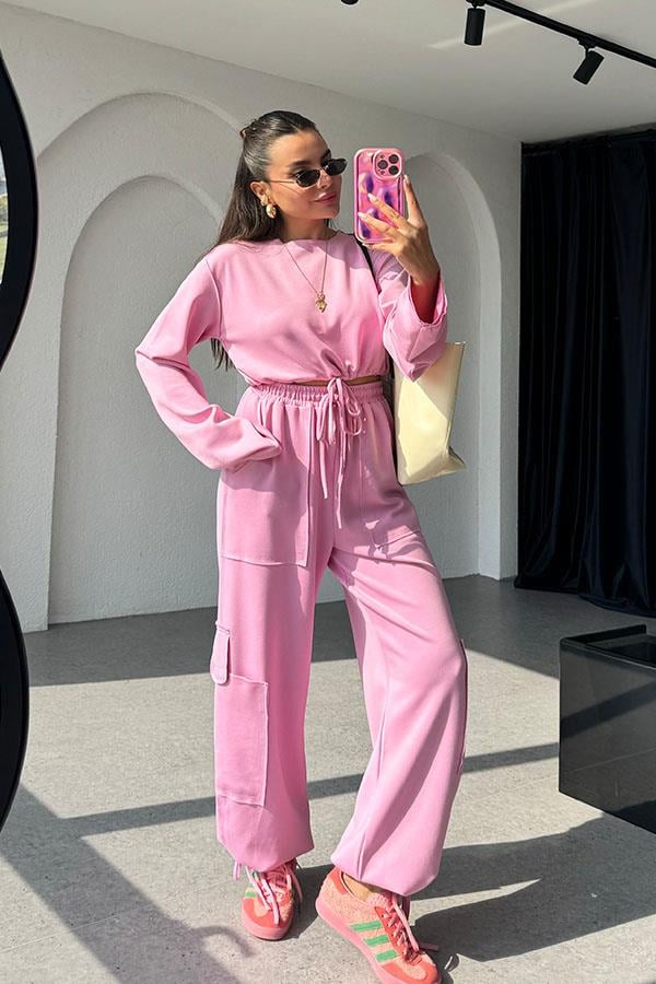 Florencia Modal Kumaş Kargo Takım - Pembe