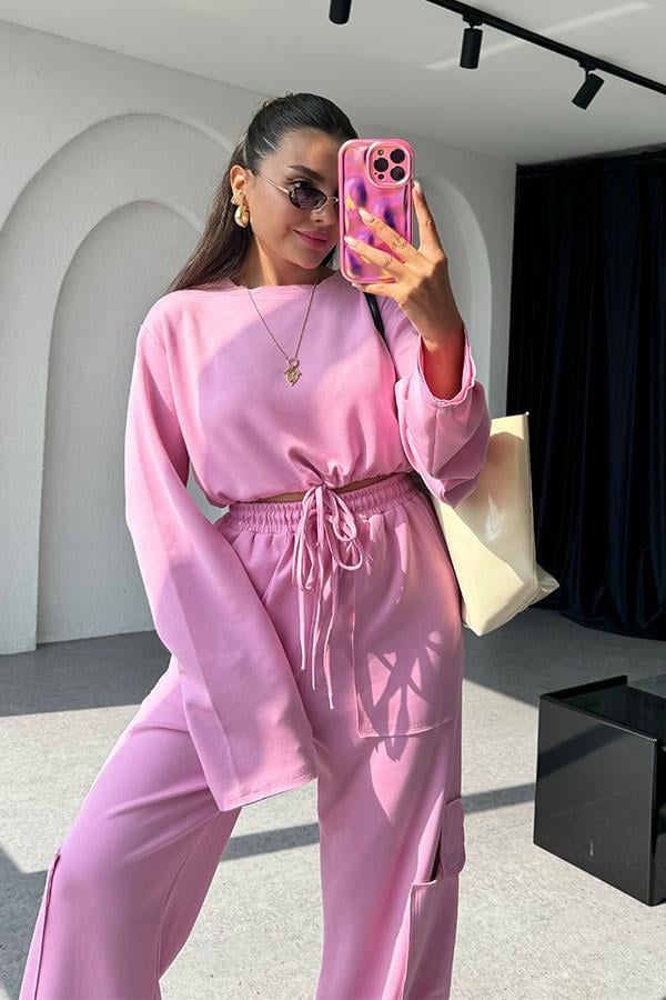 Florencia Modal Kumaş Kargo Takım - Pembe