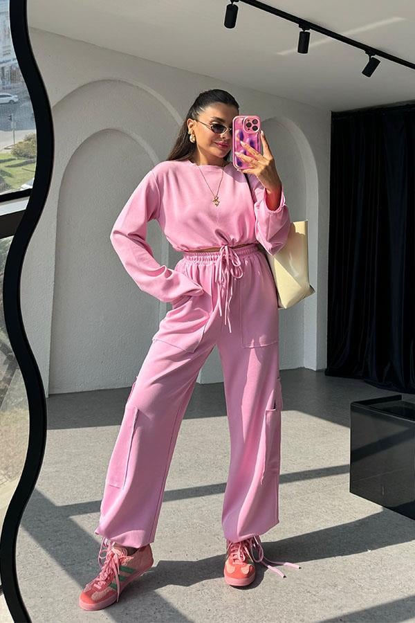 Florencia Modal Kumaş Kargo Takım - Pembe