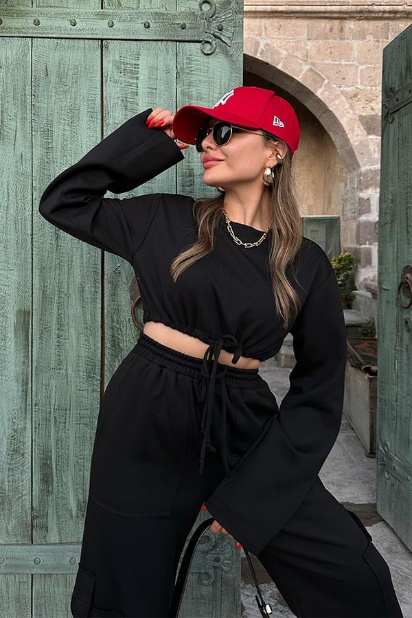 Florencia Modal Kumaş Kargo Takım - Siyah
