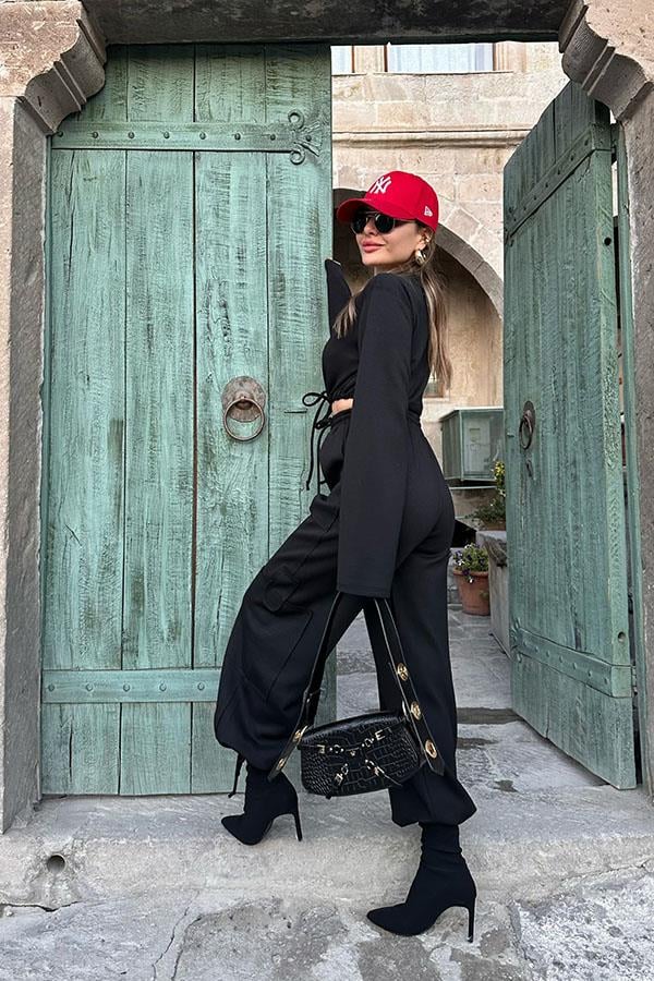 Florencia Modal Kumaş Kargo Takım - Siyah