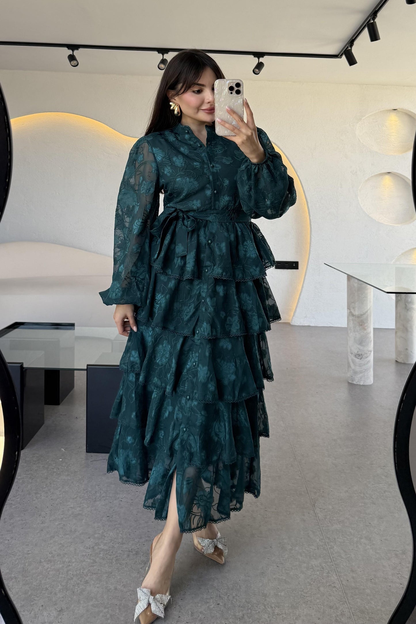 Floresta Zümrüt Tasarım Kat Kat Elbise