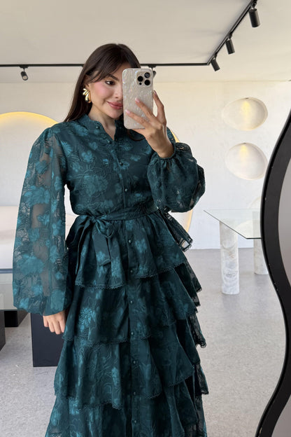 Floresta Zümrüt Tasarım Kat Kat Elbise