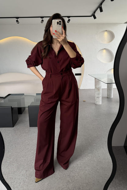 Fragile Bordo Gömlekli Takım