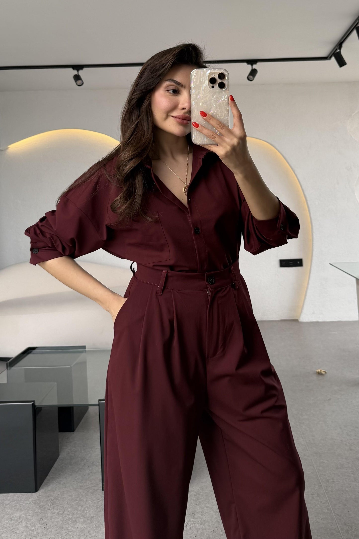 Fragile Bordo Gömlekli Takım