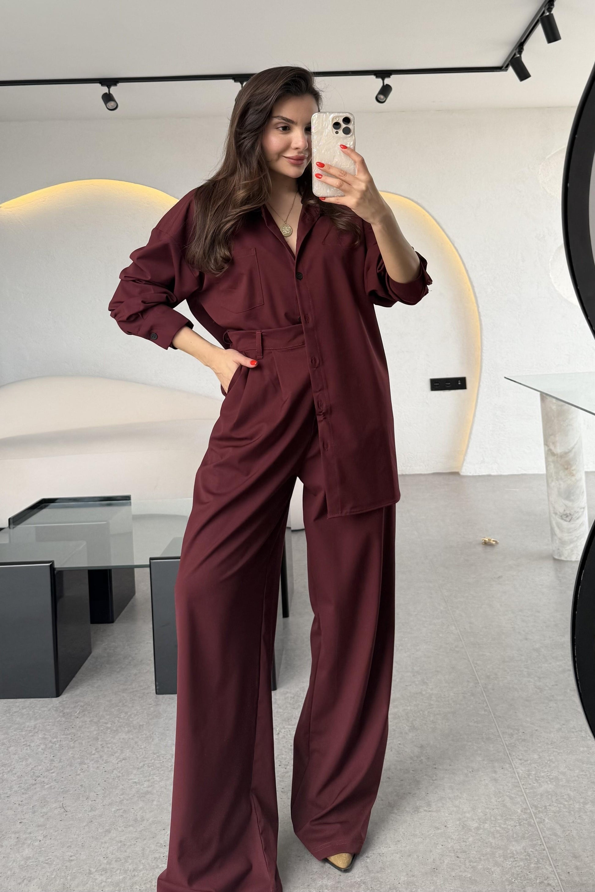 Fragile Bordo Gömlekli Takım