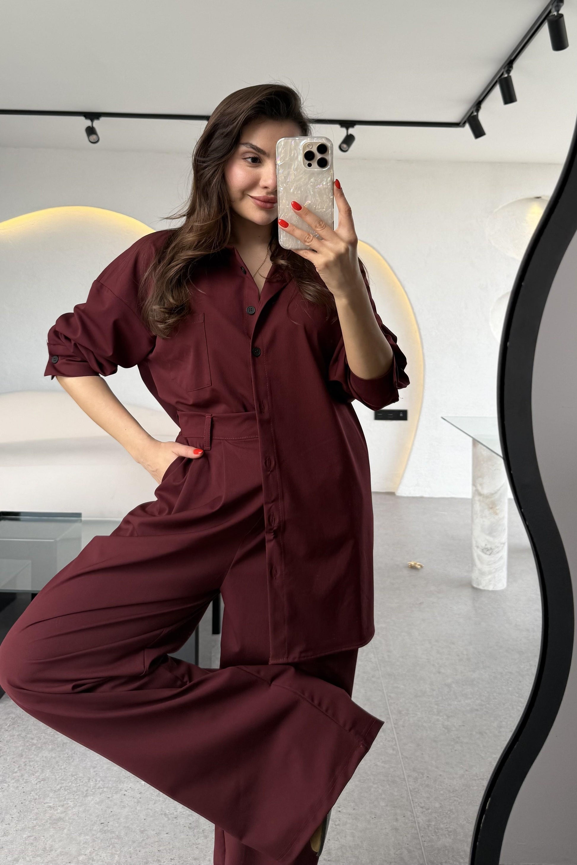 Fragile Bordo Gömlekli Takım