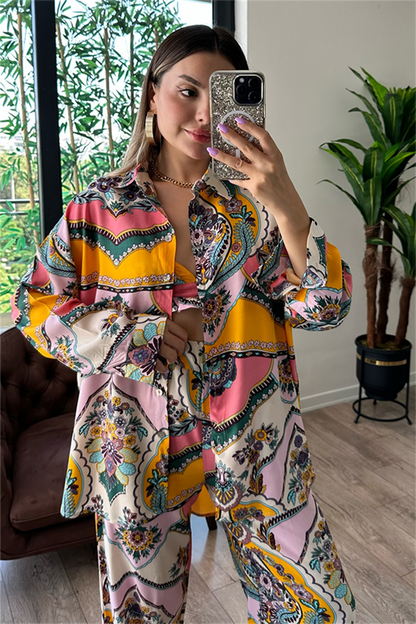 Francie üçlü renkli viskon takım