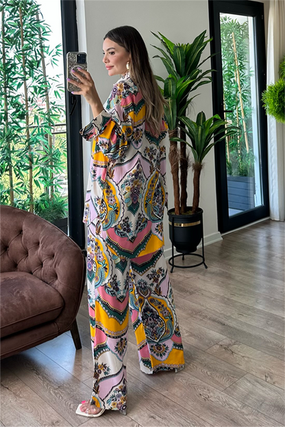 Francie üçlü renkli viskon takım