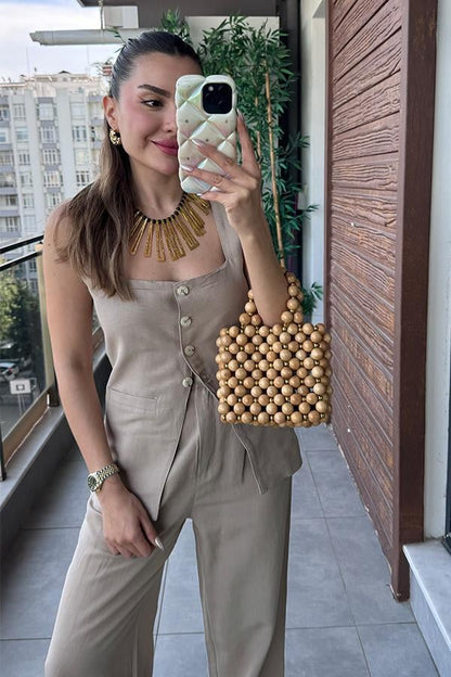 Franco Keten Kare Yaka Takım - Vizon