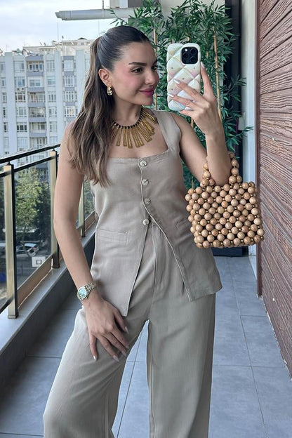 Franco Keten Kare Yaka Takım - Vizon