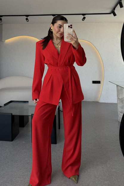 Frand Kırmızı Premium Krep Pantolon