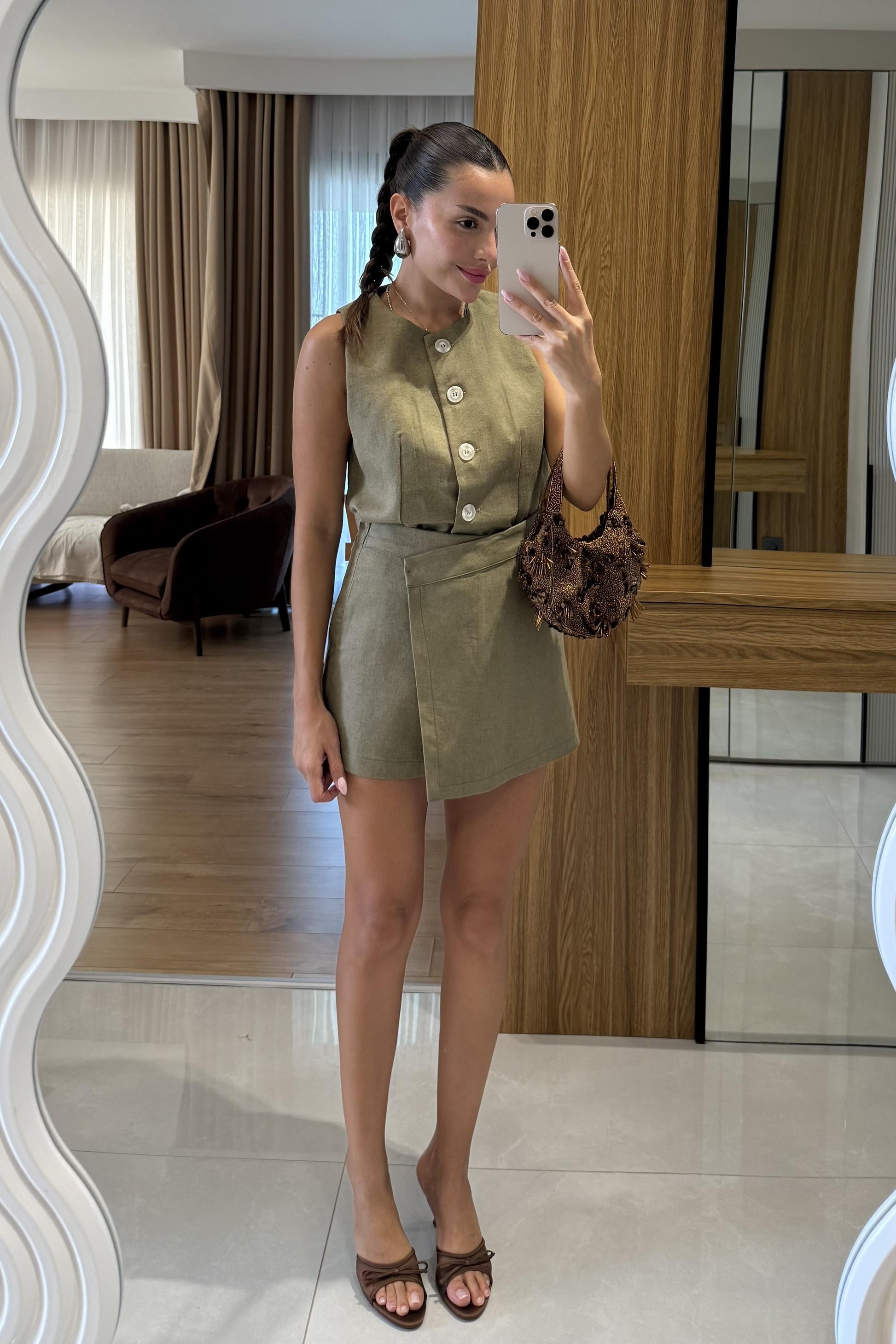 Franko Haki Yelekli Etek Takım