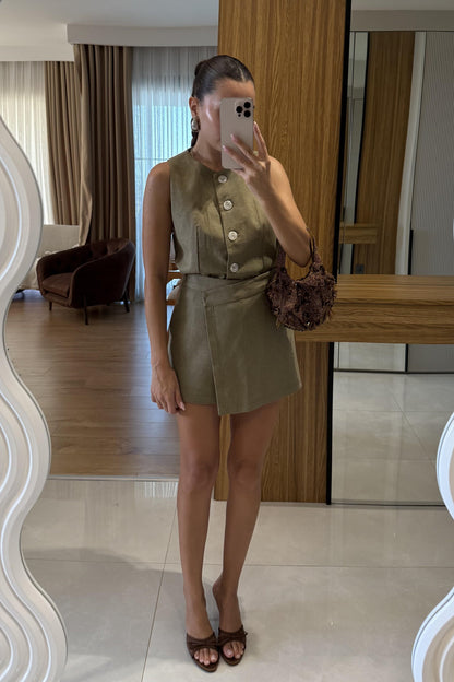 Franko Haki Yelekli Etek Takım