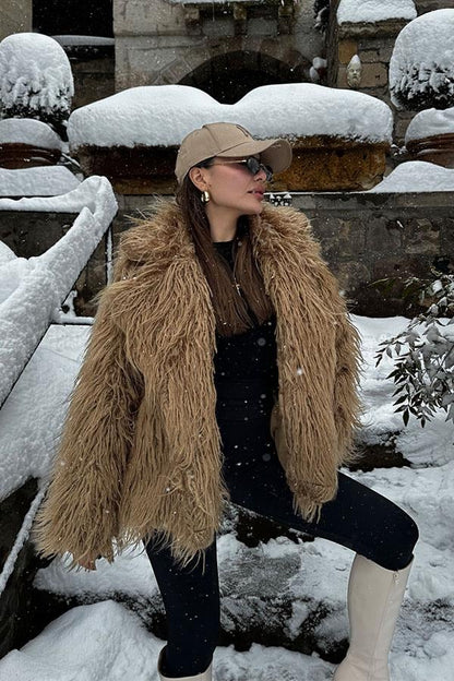 Franziska Kabarık Tüylü Taş Kürk